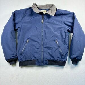 L.L. Bean Jacket Mens Medium Blue Fleece Lined Warm Up Bomber Full Zip Coat